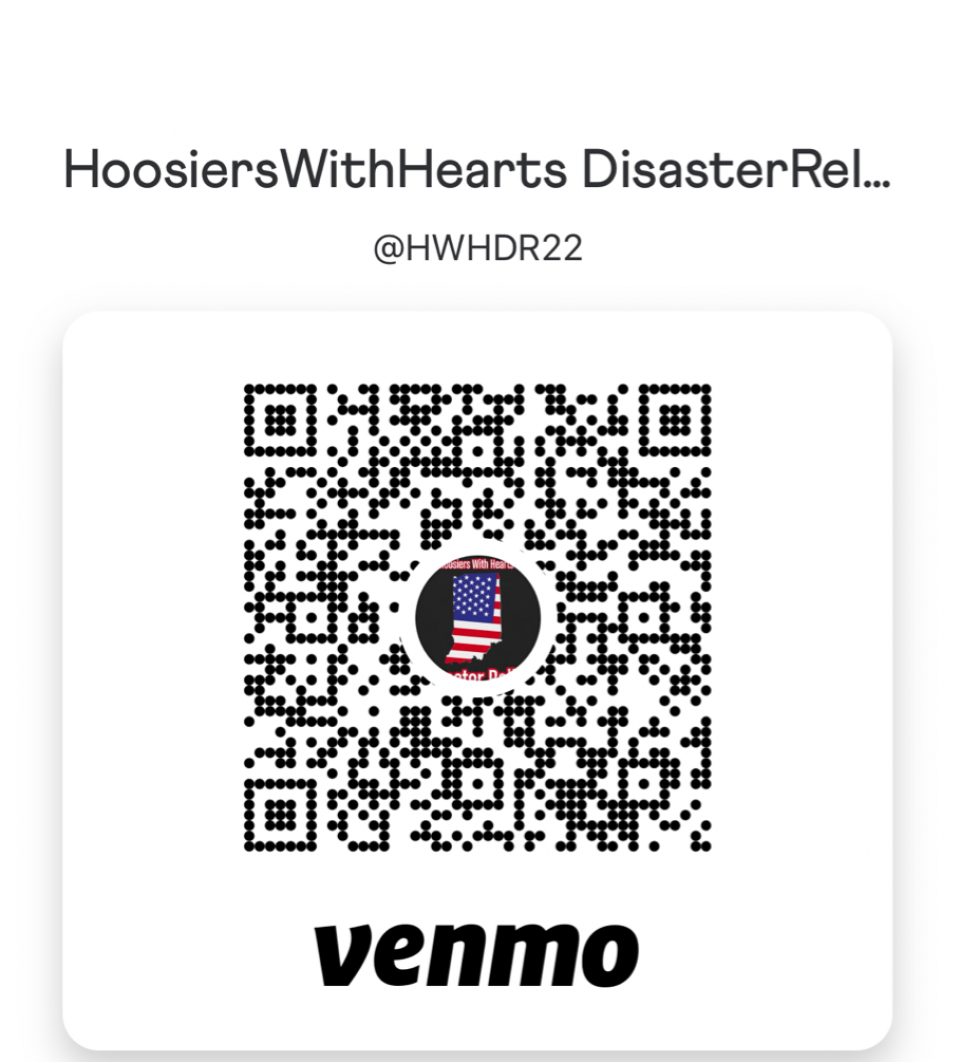 Support Hoosiers With Hearts in Three Simple Steps!  Your generosity helps us provide meals, comfort, and hope to those in need. Use this Venmo QR code to make a contribution and join the mission of making a difference. Here’s how: 	1.	Scan the Code: Open your smartphone camera or Venmo app and hover over the QR code displayed here. 	2.	Donate Directly: Once scanned, you’ll be directed to the Hoosiers With Hearts Venmo account (@HWHDR22). Enter your donation amount and confirm. 	3.	Share the Love: Use the sharing options below the QR code to email, print, or share this page with others who want to help.  Every dollar makes an impact. Together, we can turn compassion into action and bring hope to those who need it most. Thank you for supporting Hoosiers With Hearts!